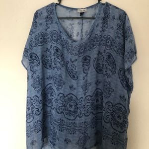 Tasha Polizzi blue paisley poncho
